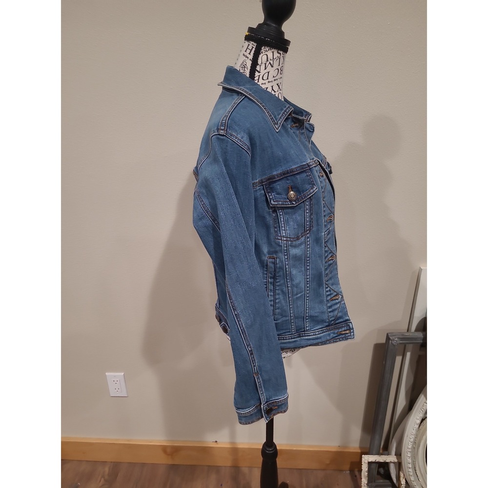 PrAna women SZ S Denim Jean Trucker Jacket casual boho coastal utility country - Picture 3 of 11